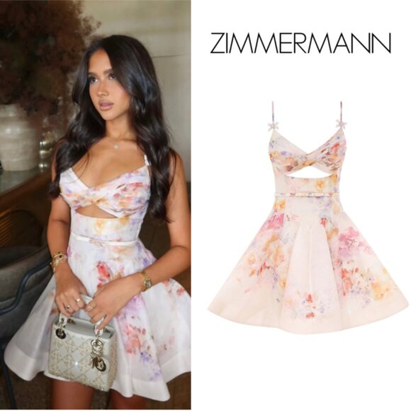 Zimmermann Crush Twist Front Mini Dress in Multi Floral – Resort 2025